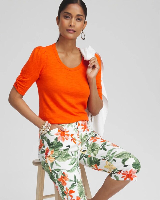 Gathered Elbow Sleeve Tee - image 2